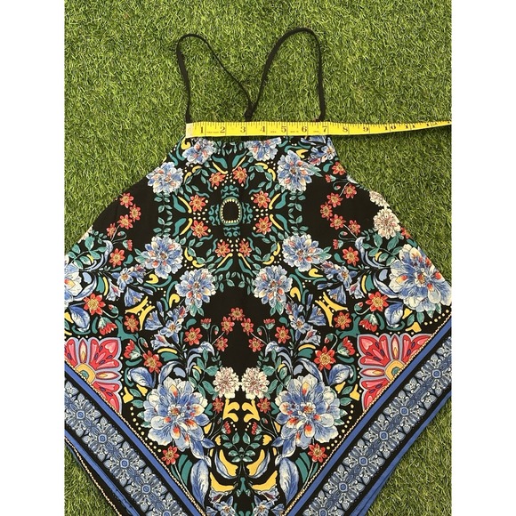 OLM Halter Top Womens Large Handkerchief Hem Floral Print Psychedelic - Picture 12 of 15